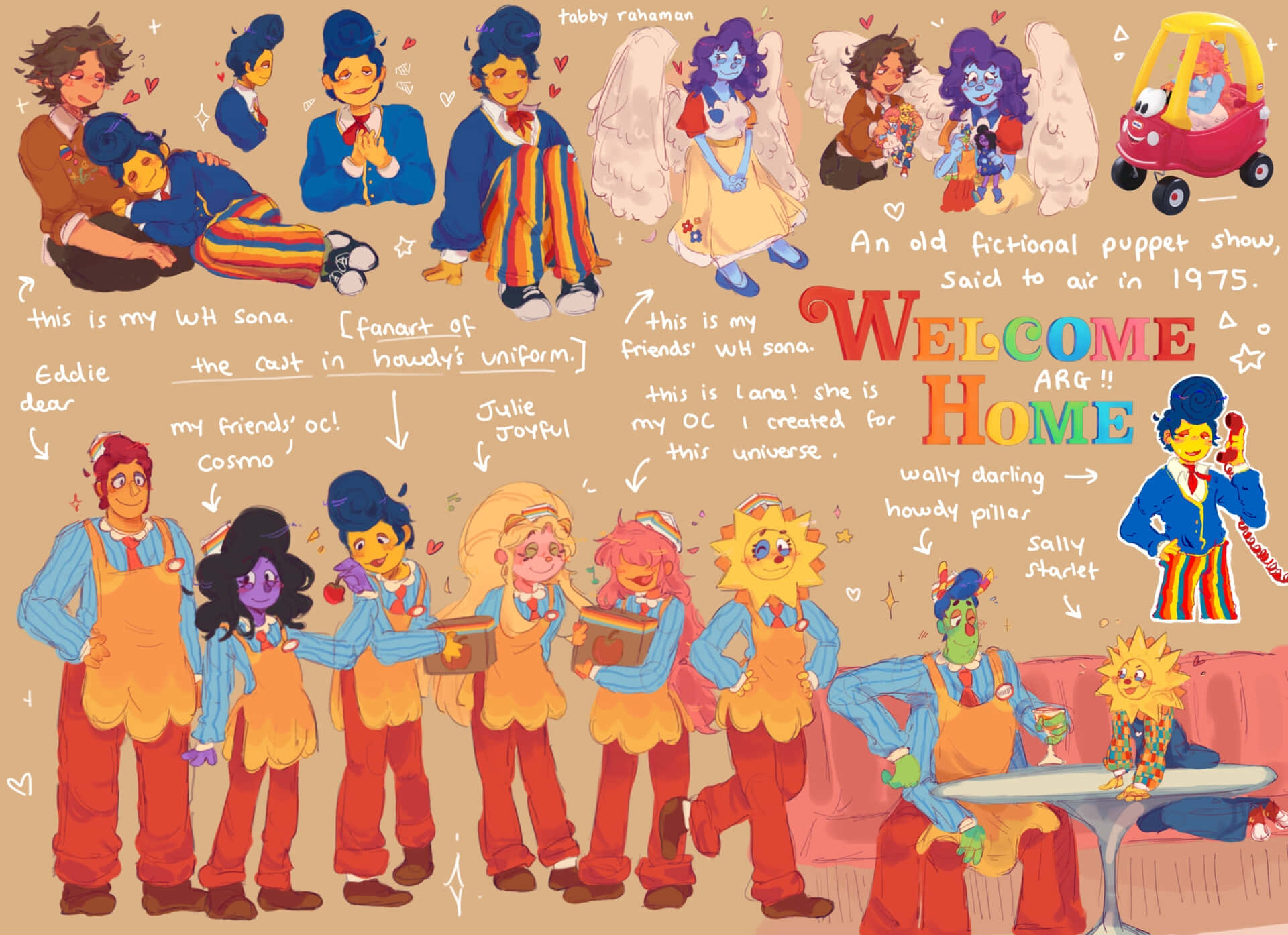 Welcome Home Puppet Show, puppet characters, aprons, Full HD Desktop Wallpaper