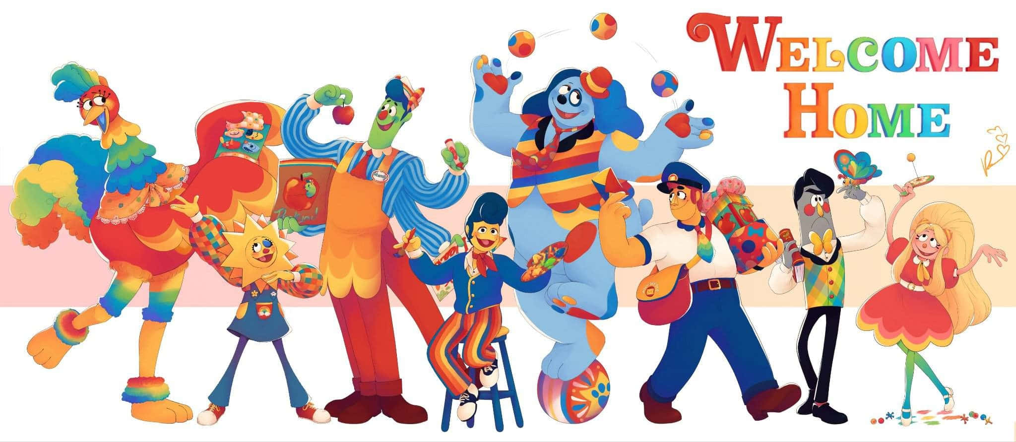 Welcome Home Puppet Show, cartoon characters, colorful costumes, Full HD Desktop Wallpaper
