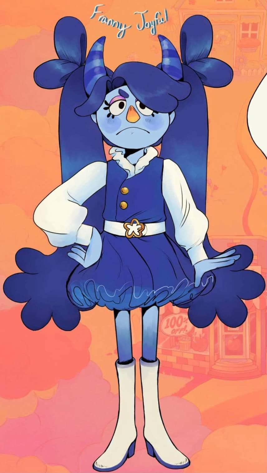 Blue Character Fanny Joyful, blue-skinned cartoon girl, large bows, HD Phone Wallpaper