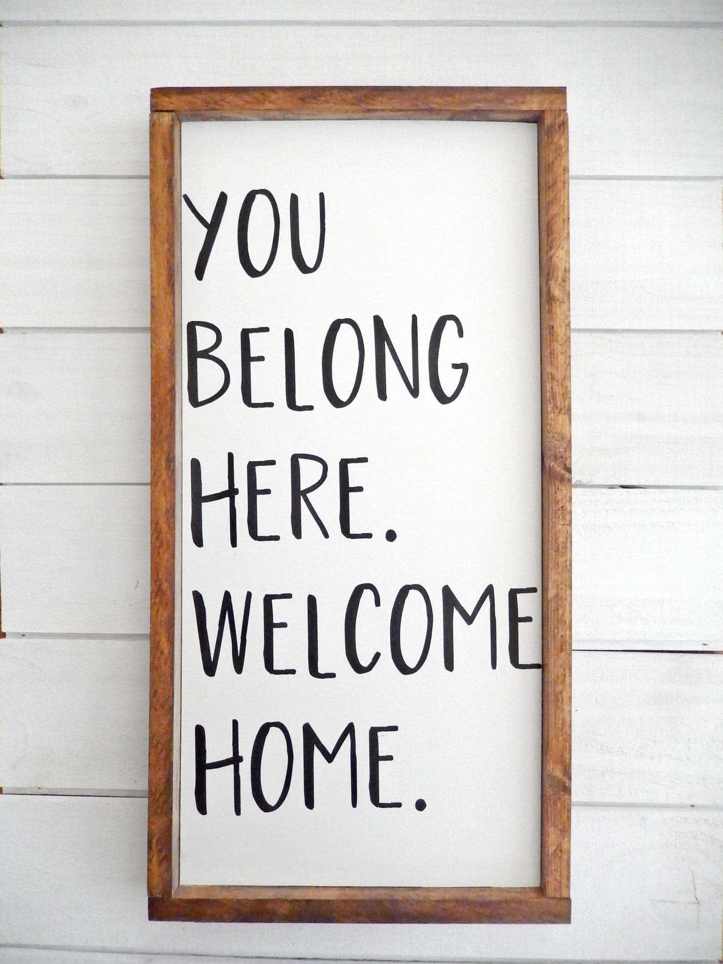 Welcome Home, wooden-framed sign, black handwritten text, Full HD Phone Wallpaper