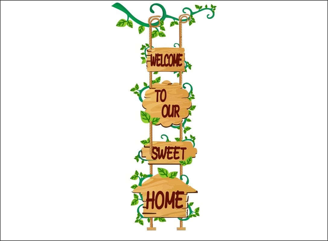 welcome sign hanging plaques, wooden sign, ivy, SD Desktop Wallpaper