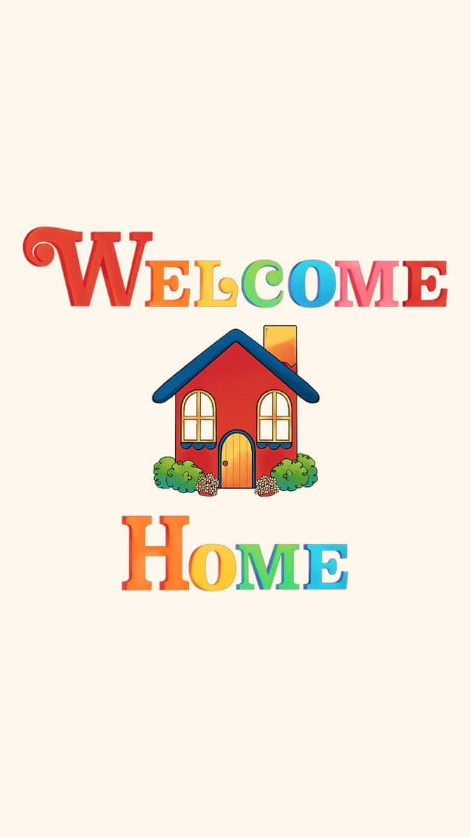 WELCOME HOME, blue roof, orange door, SD Phone Wallpaper