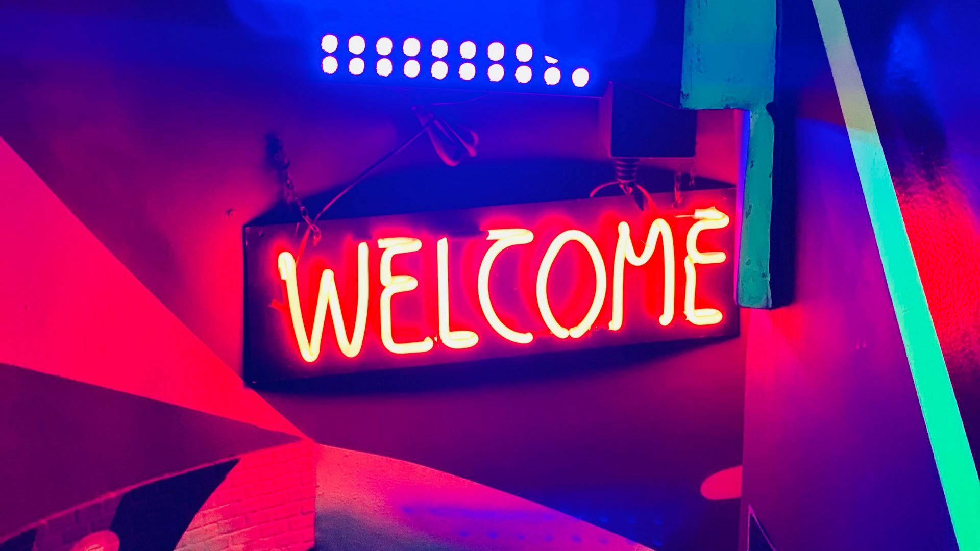 Neon LED Welcome Sign, red neon, WELCOME, Full HD Desktop Wallpaper