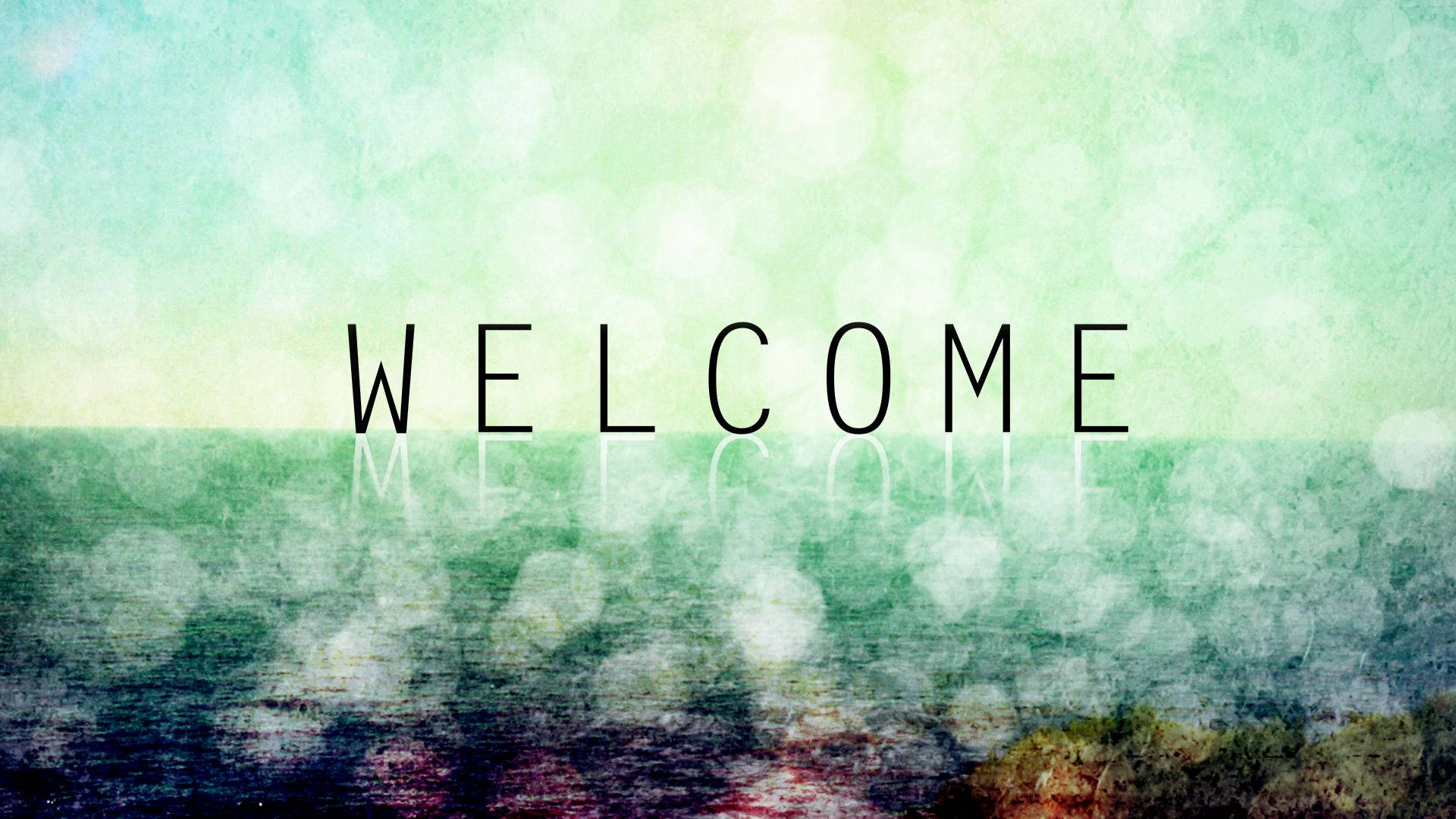 Welcome, bokeh, teal, Full HD Desktop Wallpaper