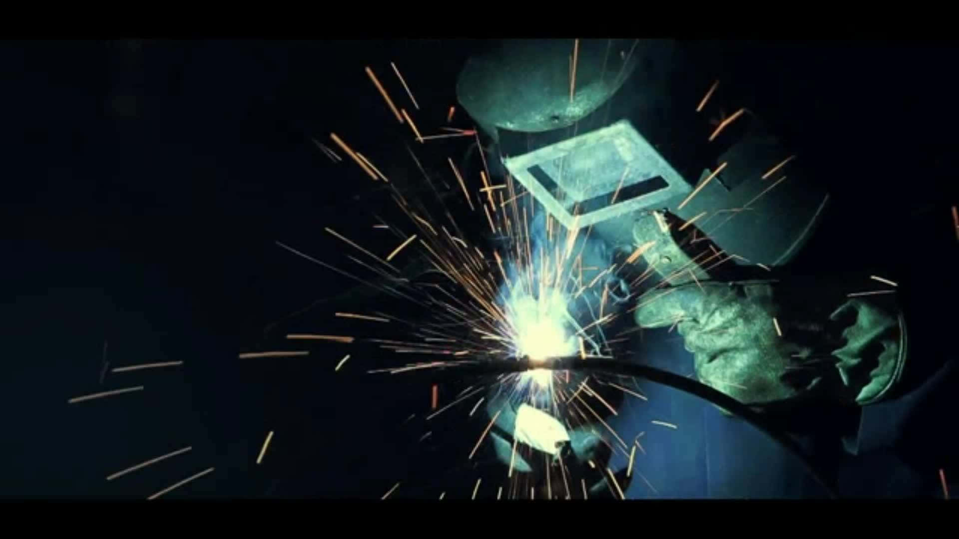 welder, protective helmet, dark workshop, Full HD Desktop Wallpaper