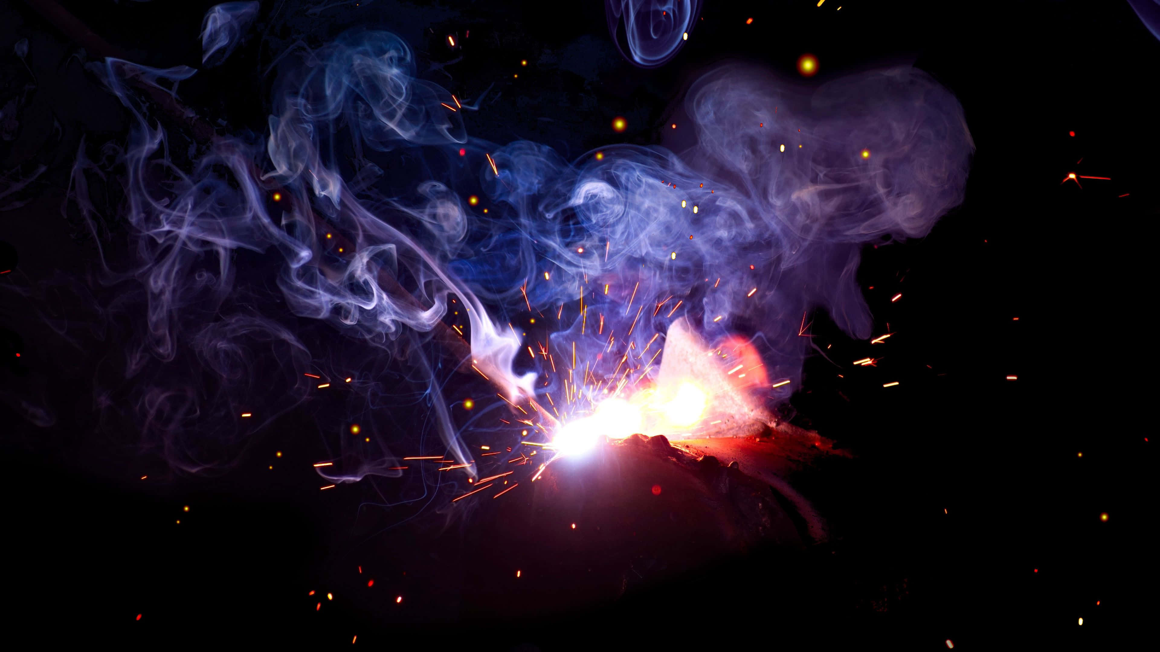 welding, blue spark, purple spark, 4K Desktop Wallpaper