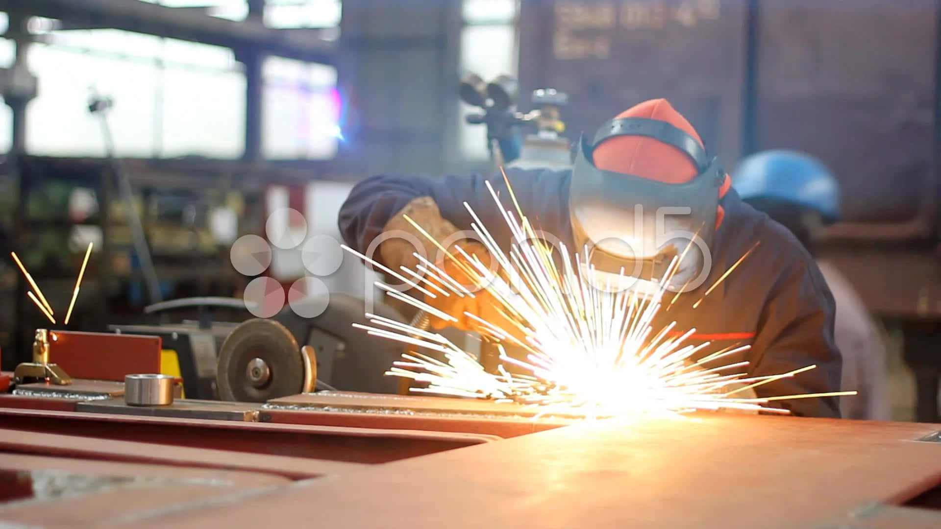 welder, protective gear, sparks, Full HD Desktop Wallpaper