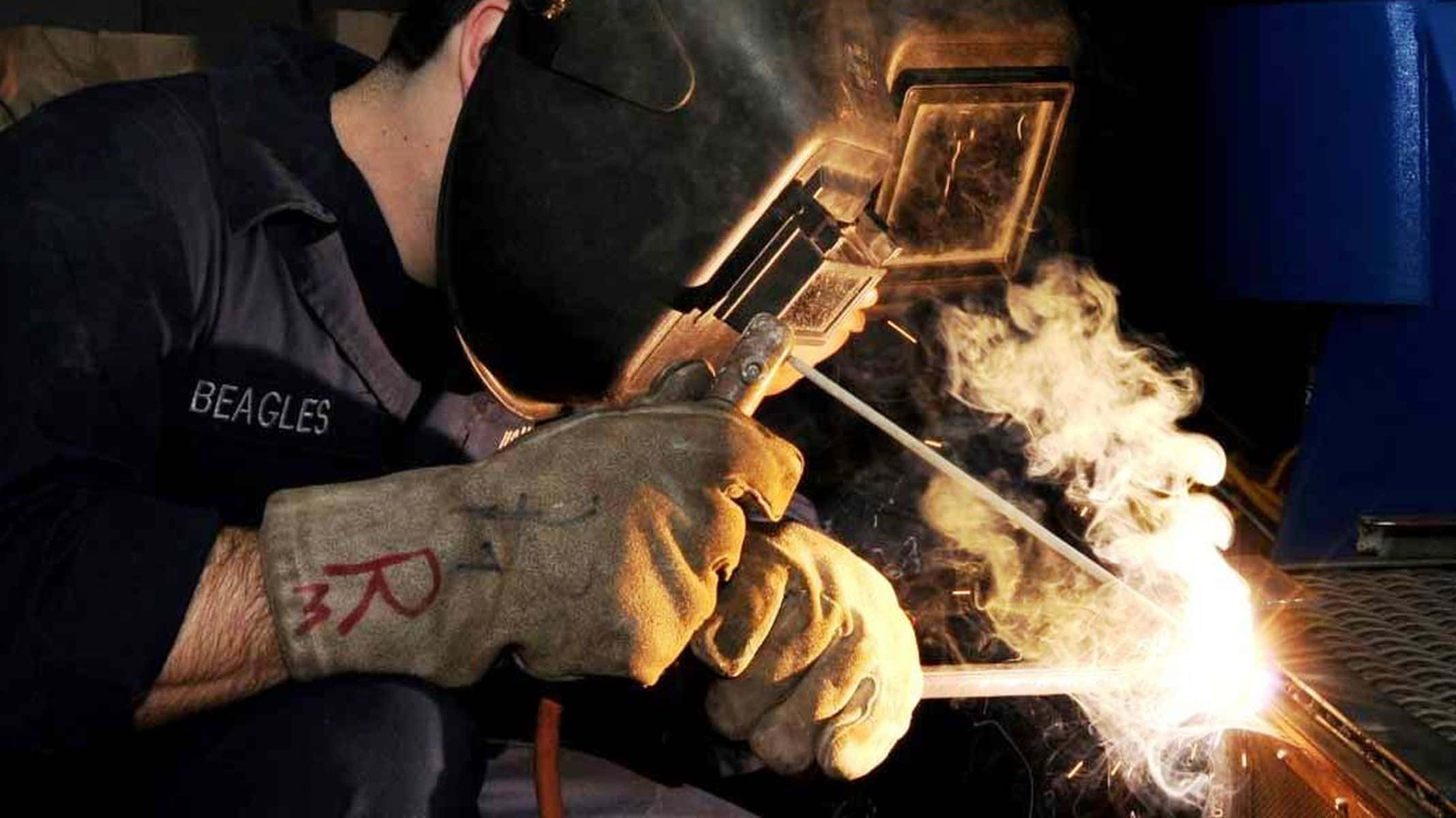 welder, stainless steel, dark shop, Full HD Desktop Wallpaper