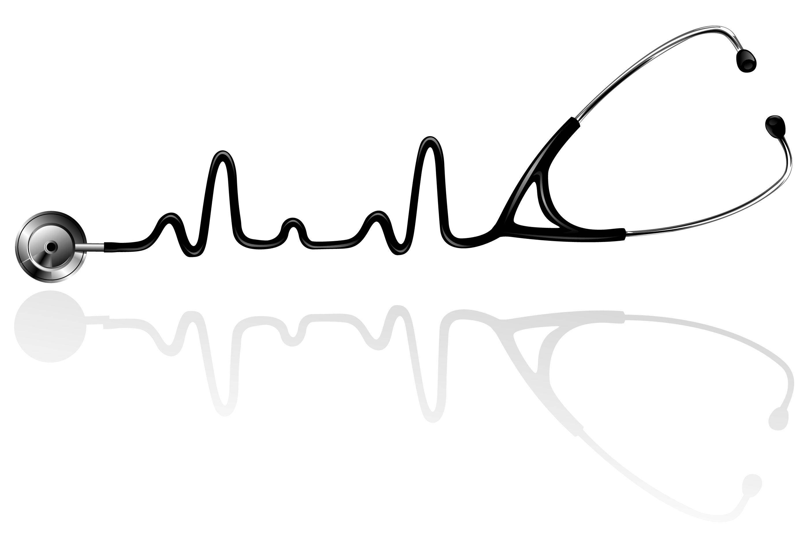 medical pulse stethoscope, black, heartbeat waveform, 2K Desktop Wallpaper