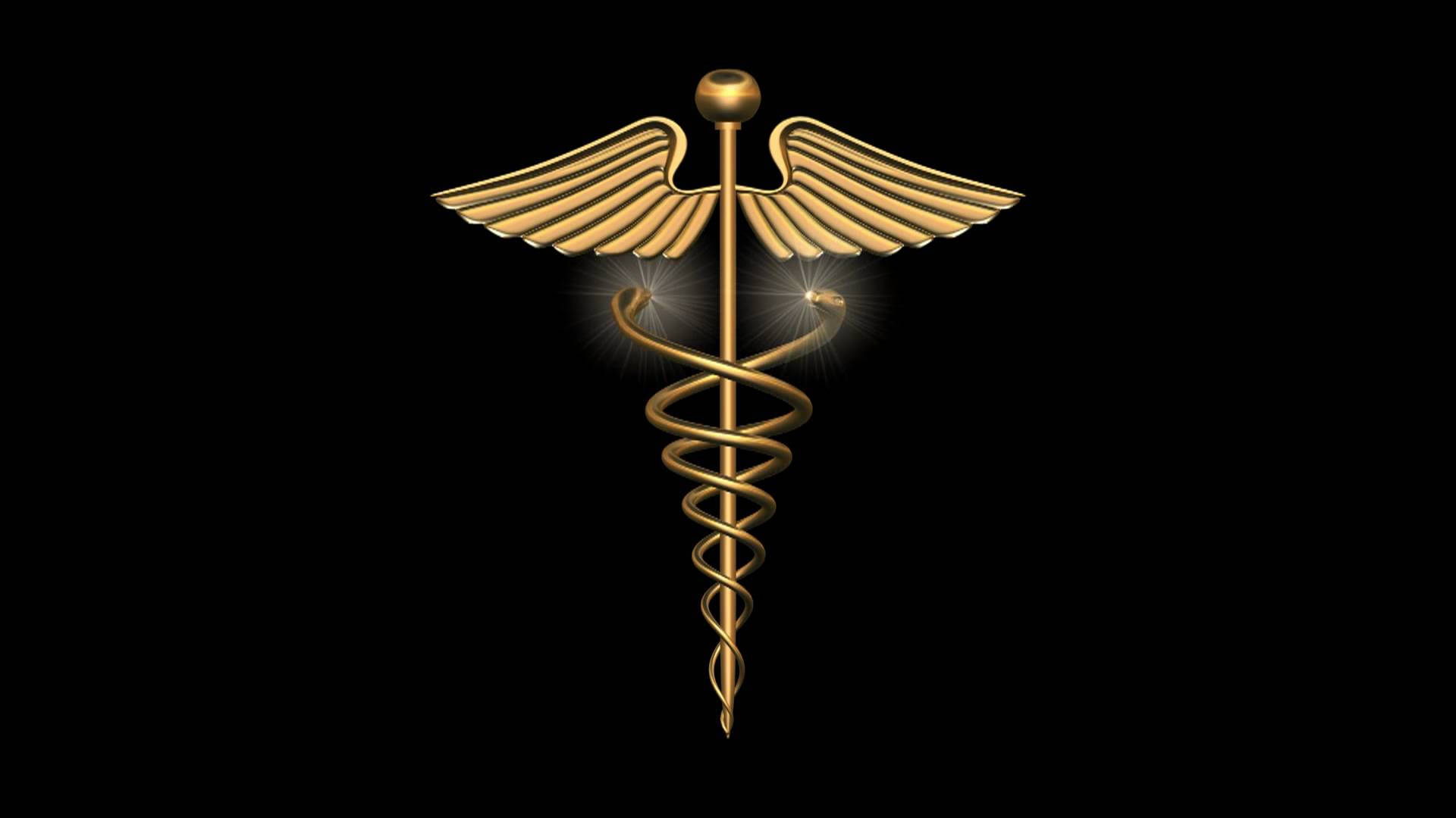 gold medical hermes staff, caduceus, wings, Full HD Desktop Wallpaper