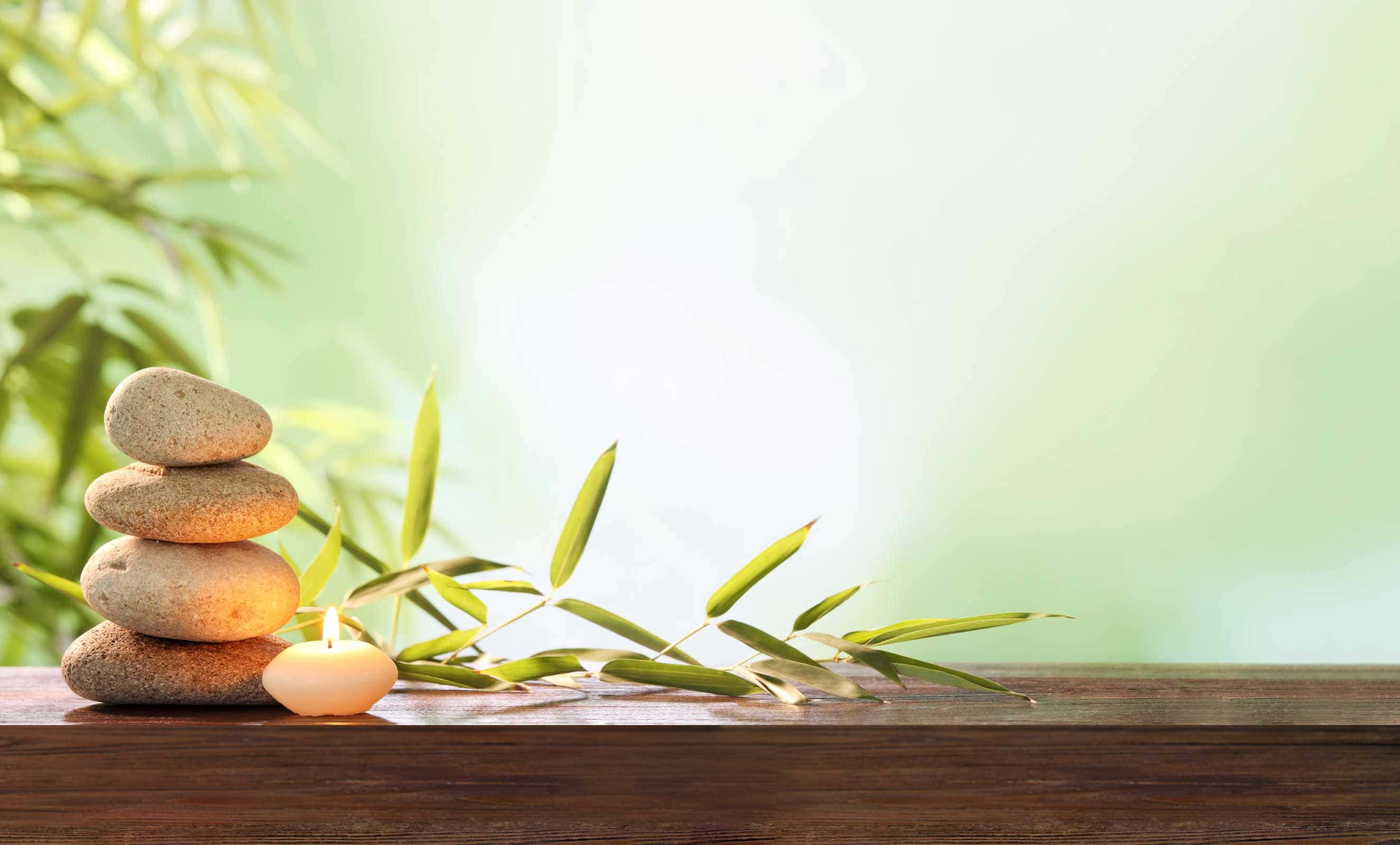Health and Beauty, smooth stones, bamboo leaves, 2K Desktop Wallpaper