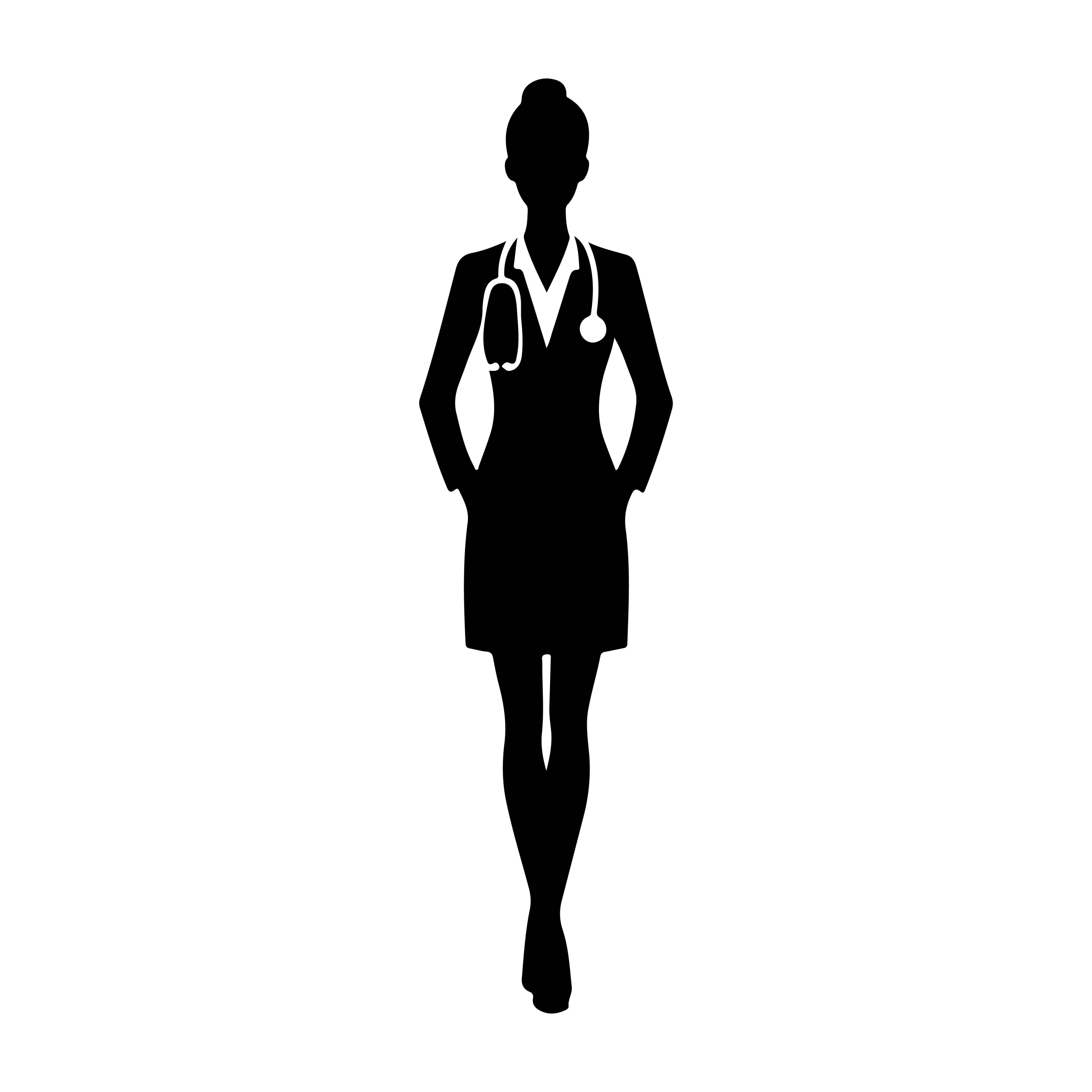 female doctor silhouette, stethoscope, suit, 4K Desktop Wallpaper