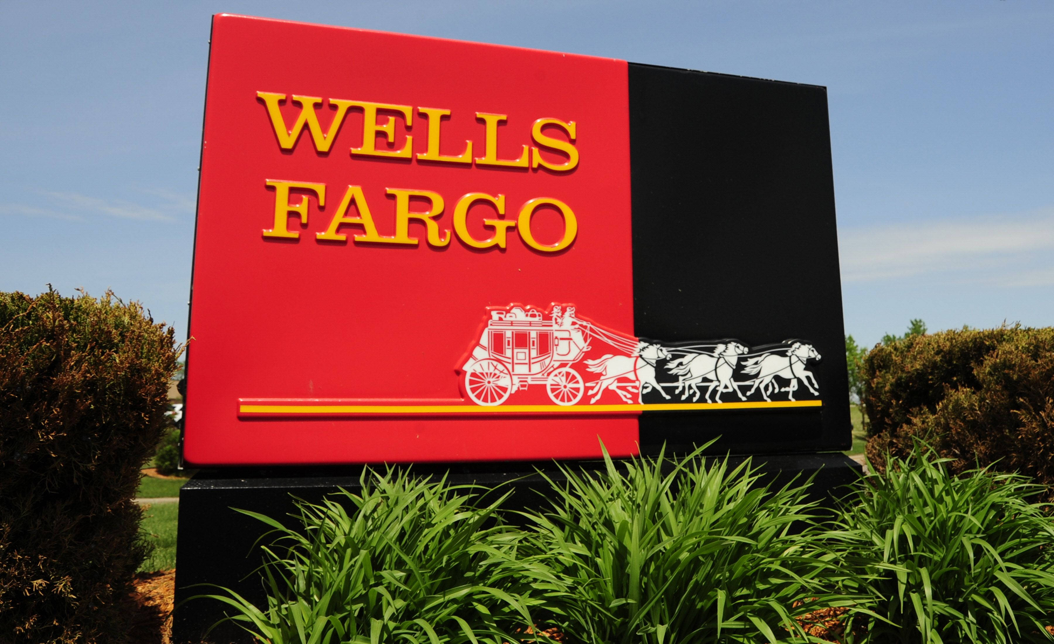 Wells Fargo, red and black, white stagecoach logo, 2K Desktop Wallpaper