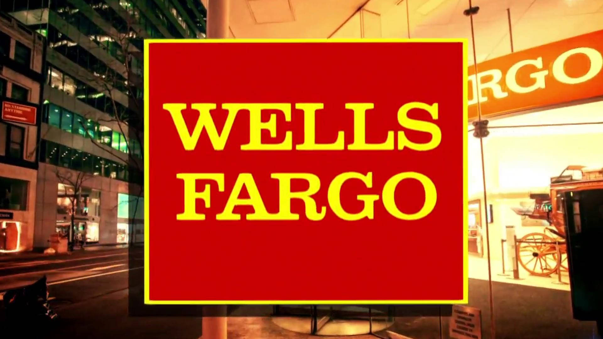 Wells Fargo, red and yellow Wells Fargo sign, nighttime urban street, Full HD Desktop Wallpaper