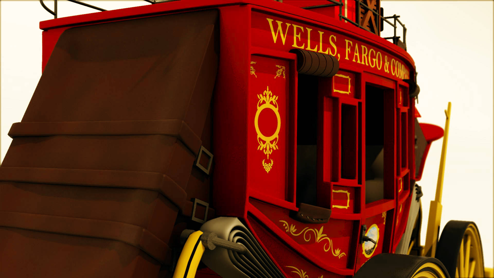Wells Fargo, stagecoach, vibrant red, Full HD Desktop Wallpaper