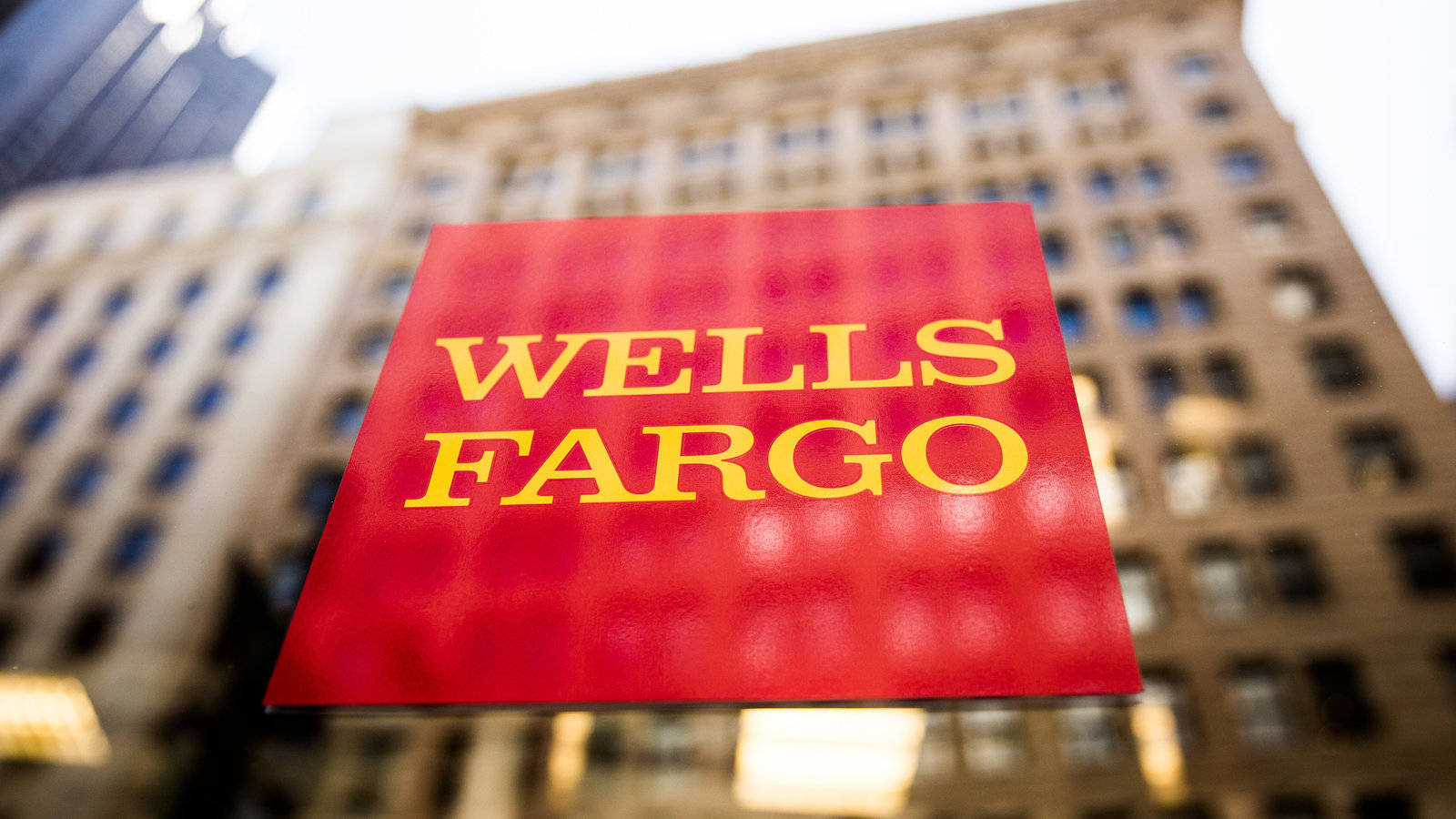 Wells Fargo, red Wells Fargo sign, yellow lettering, HD Desktop Wallpaper