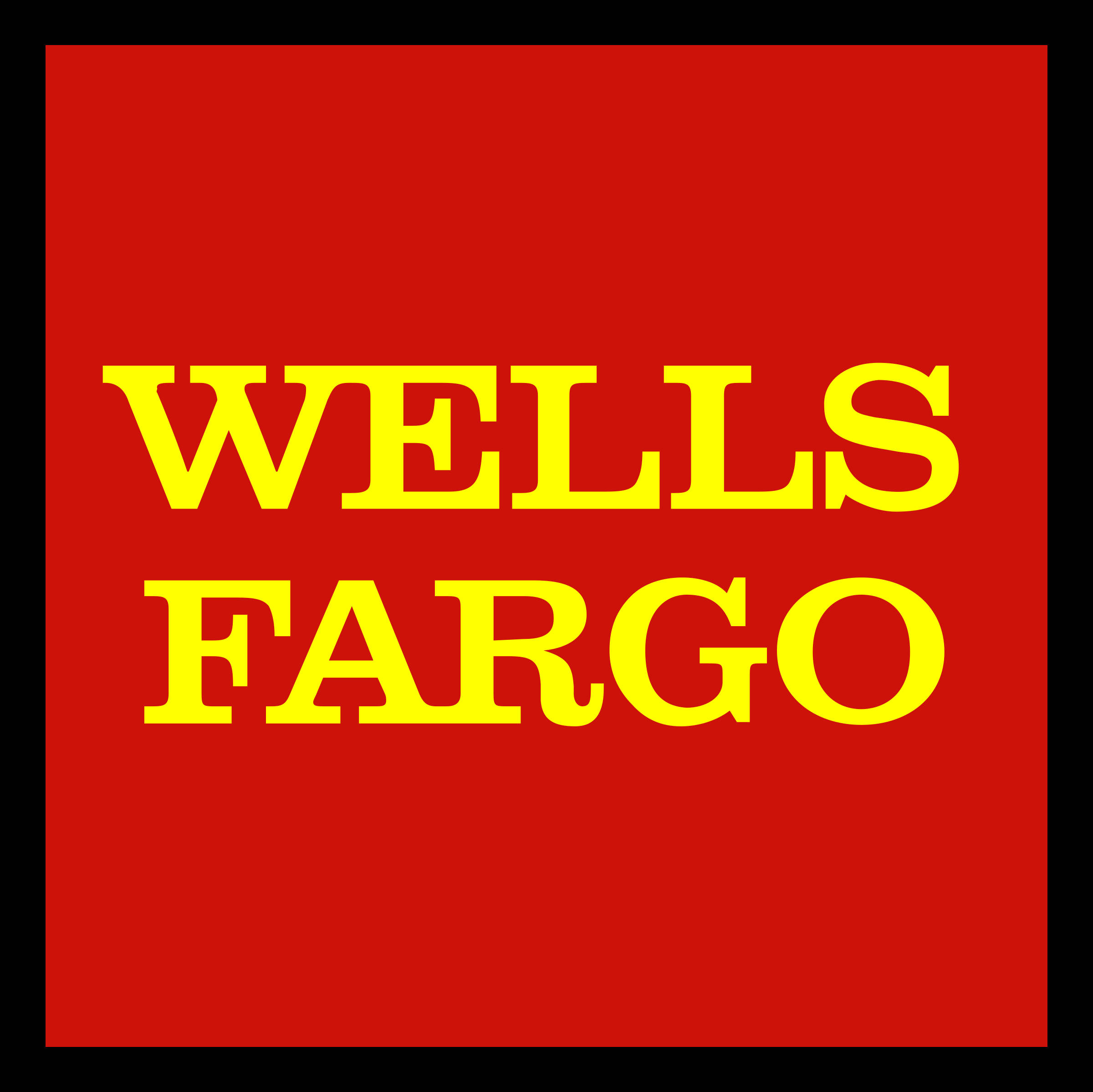 Wells Fargo, red background, yellow text, Full HD Desktop Wallpaper