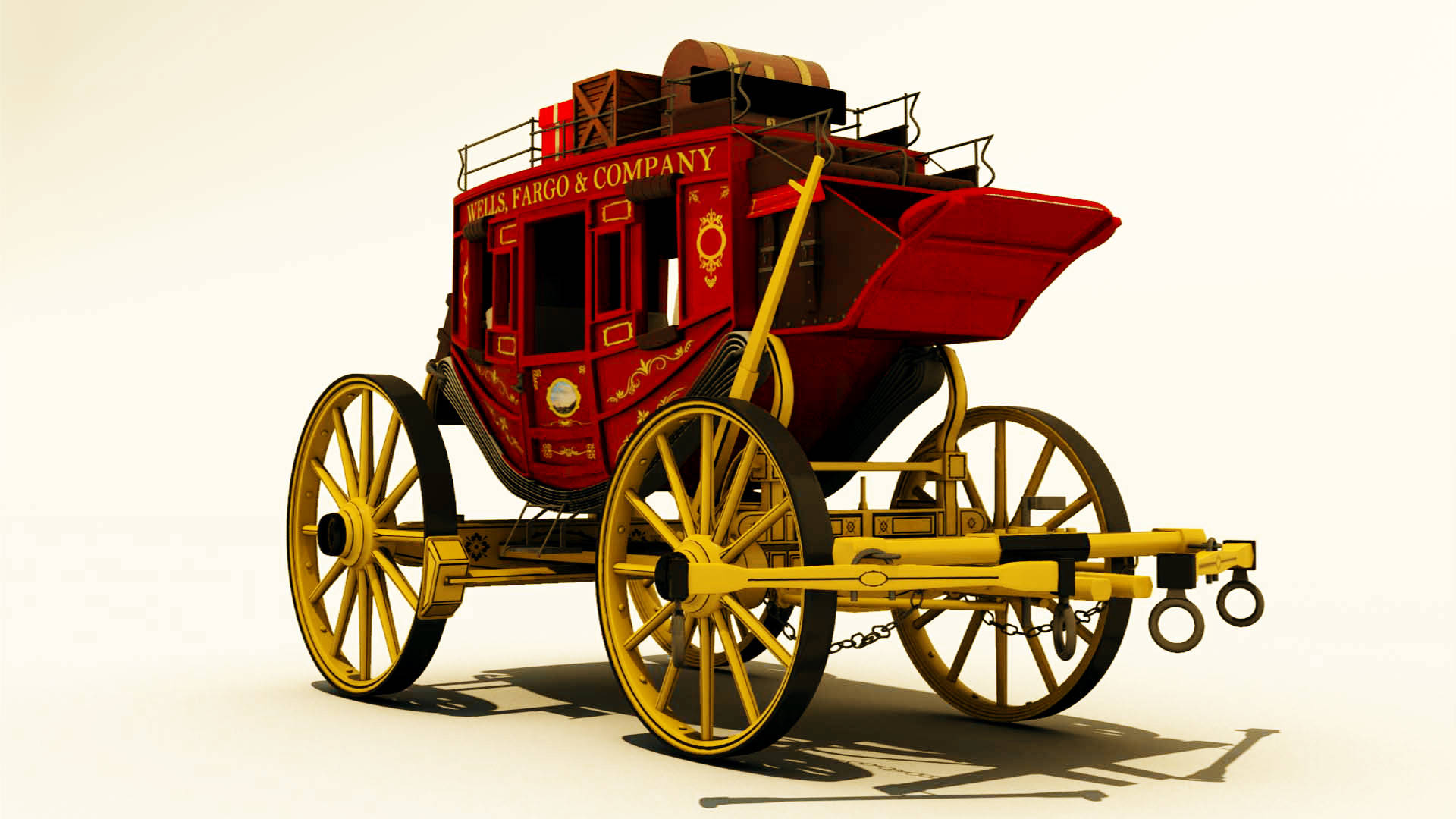 Wells Fargo, red carriage, red and gold, Full HD Desktop Wallpaper
