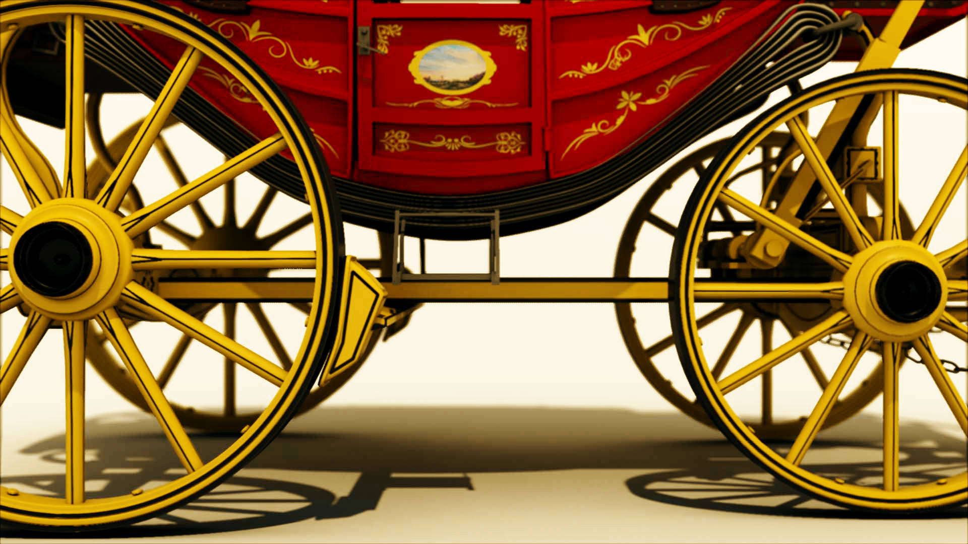 Wells Fargo, carriage, red and gold, Full HD Desktop Wallpaper
