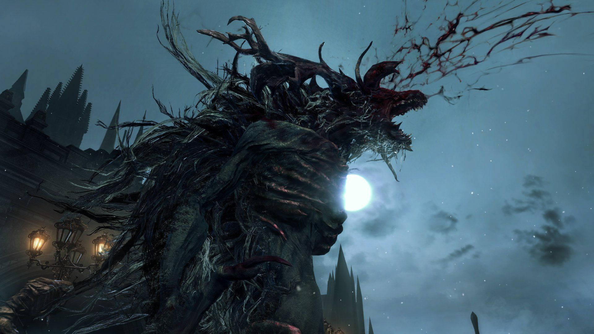 Wendigo, moonlit gothic castle, starry night sky, Full HD Desktop Wallpaper