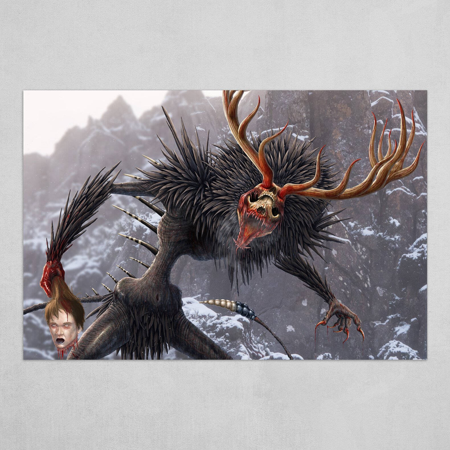Wendigo, severed head, spiky black fur, HD Desktop Wallpaper