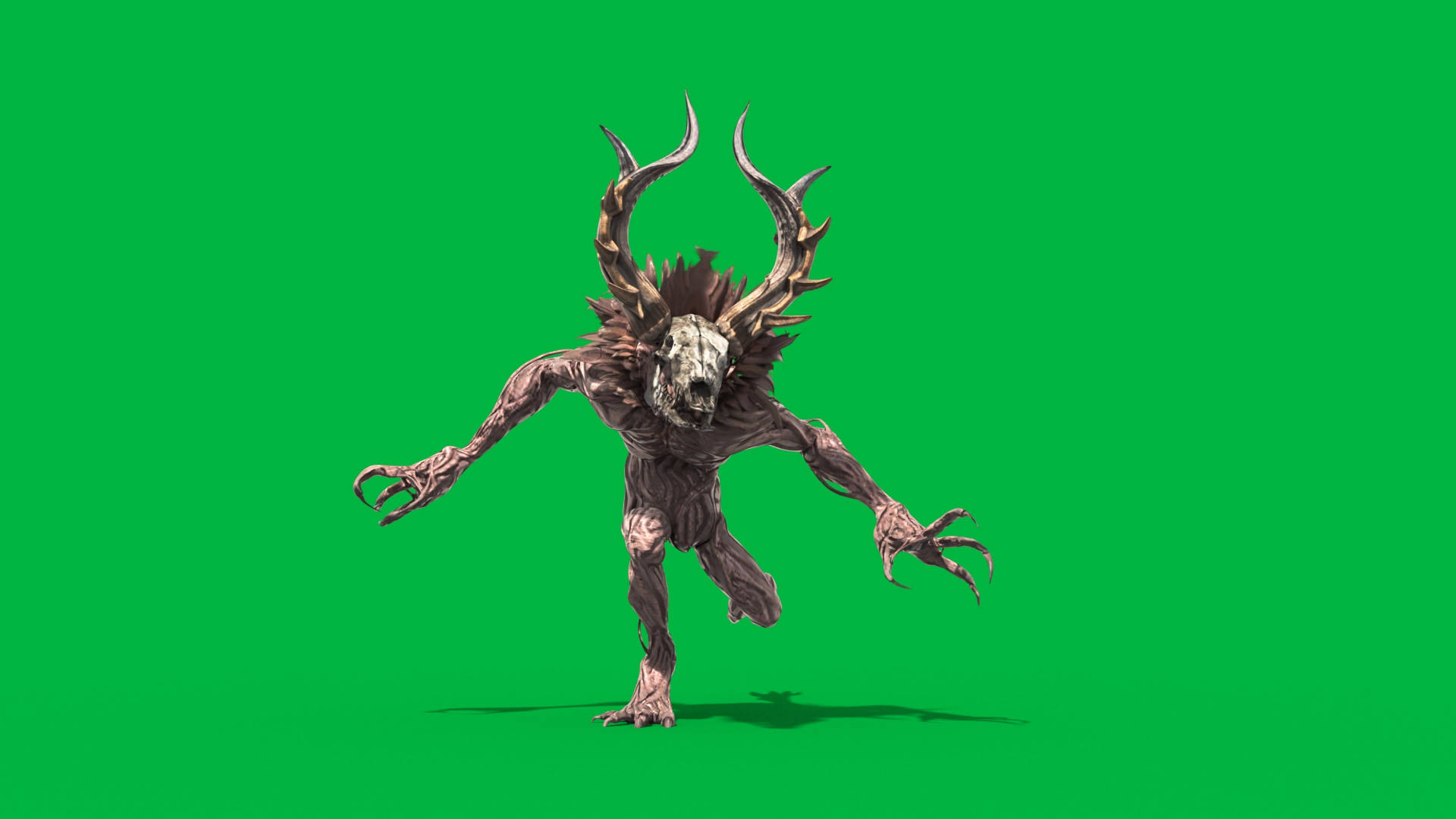 Wendigo, green screen, grotesque horned monster, Full HD Desktop Wallpaper