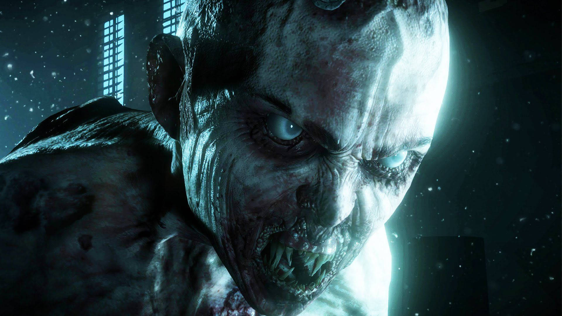 Wendigo, sharp teeth, glowing blue eyes, Full HD Desktop Wallpaper