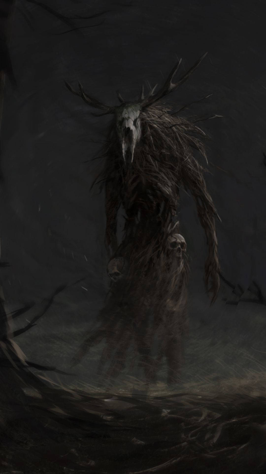 Wendigo, skeletal creature, antlers, Full HD Phone Wallpaper