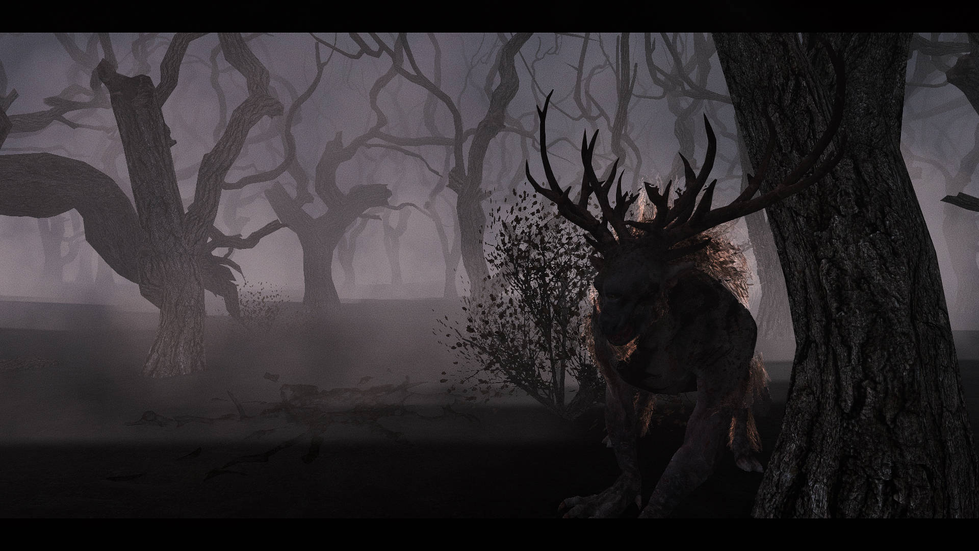Wendigo, monstrous stag, jagged antlers, Full HD Desktop Wallpaper
