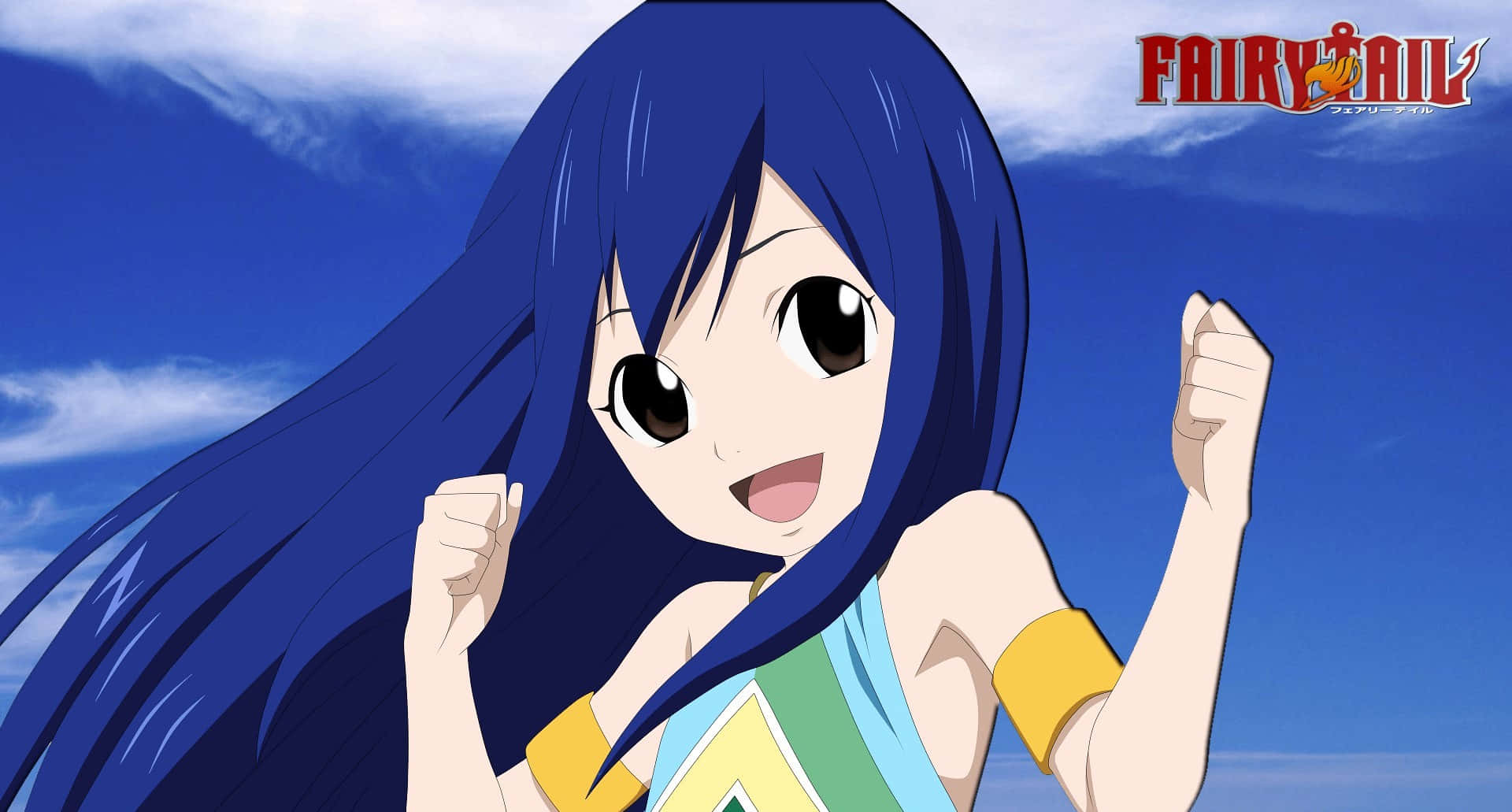 Wendy Marvell, long blue hair, bright eyes, Full HD Desktop Wallpaper