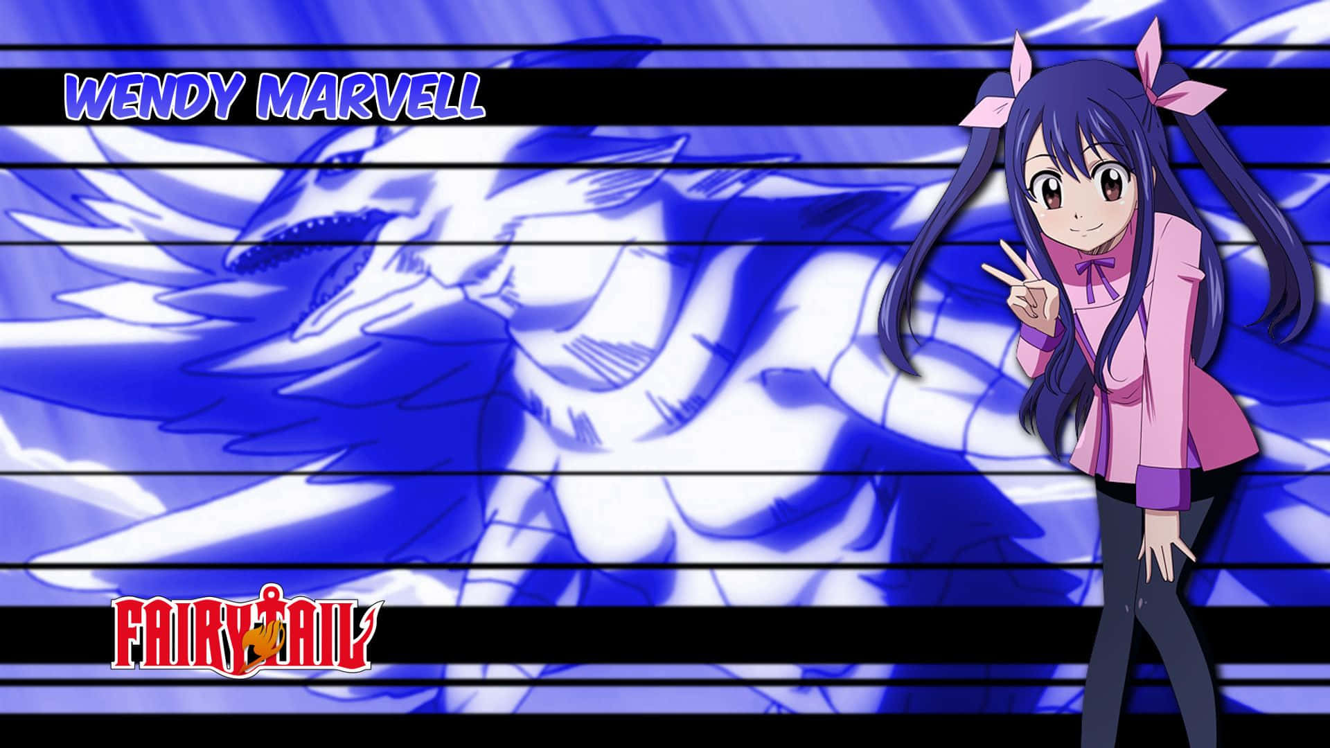 Wendy Marvell, pink jacket, glowing blue dragon silhouette, Full HD Desktop Wallpaper