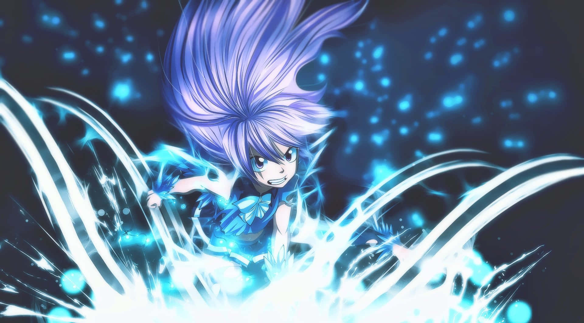 Wendy Marvell, spiky purple hair, glowing blue energy, Full HD Desktop Wallpaper