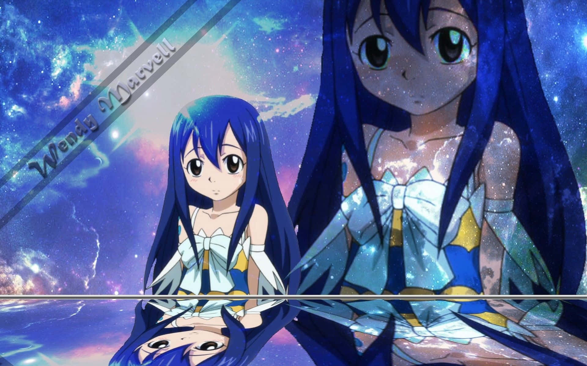 Wendy Marvell, blue hair, starry dresses, Full HD Desktop Wallpaper