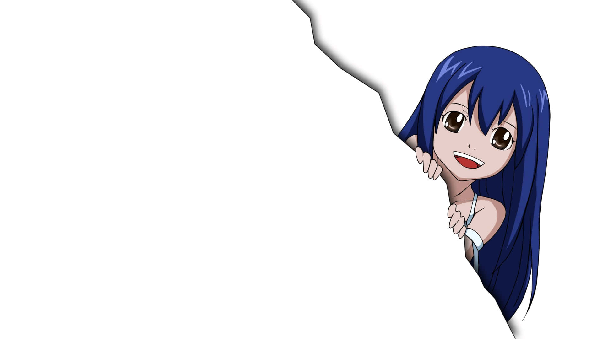 Wendy Marvell, long blue hair, torn white paper edge, Full HD Desktop Wallpaper
