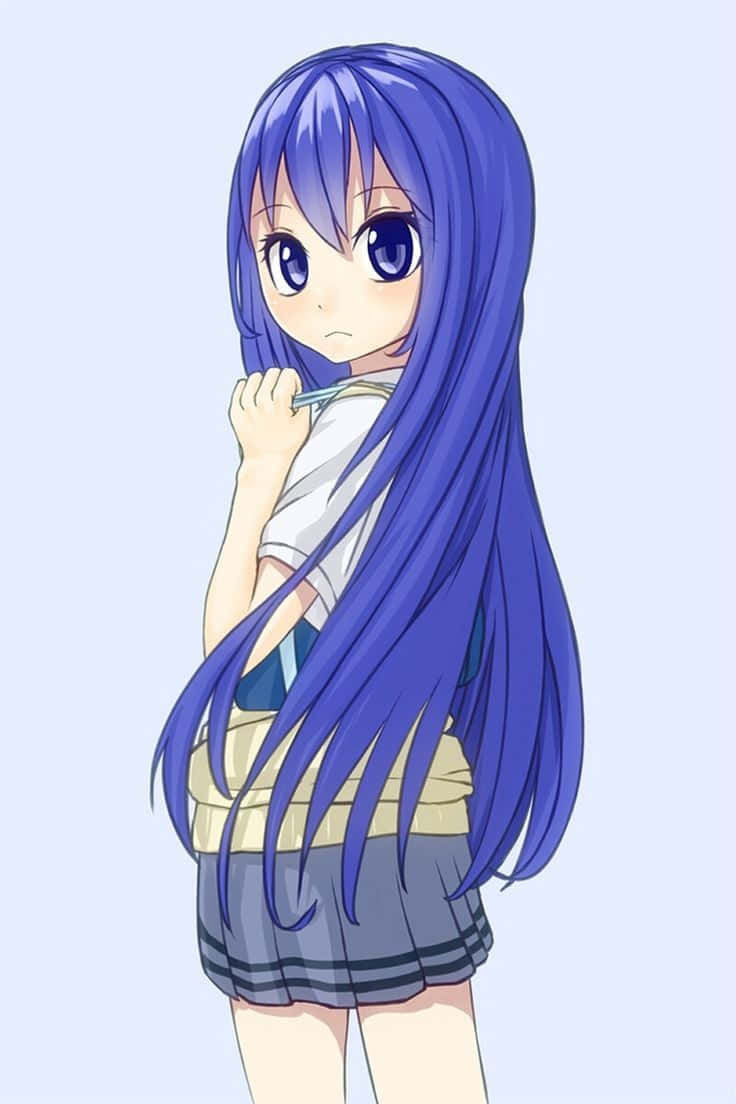 Wendy Marvell, anime girl, long blue hair, SD Phone Wallpaper