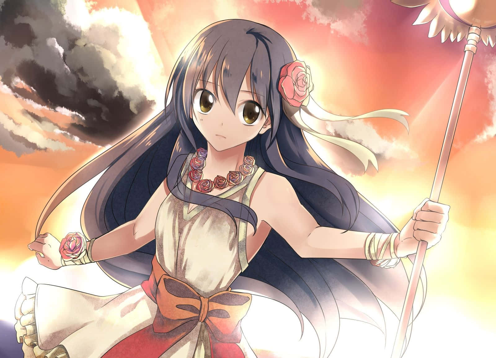 Wendy Marvell, long dark hair, rose accessories, HD Desktop Wallpaper