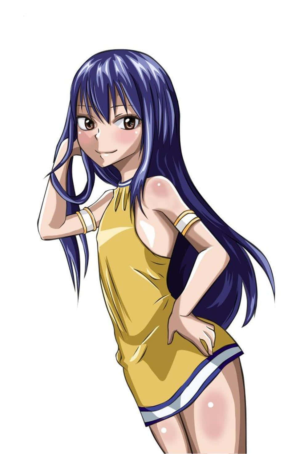 Wendy Marvell, long blue hair, yellow outfit, HD Phone Wallpaper