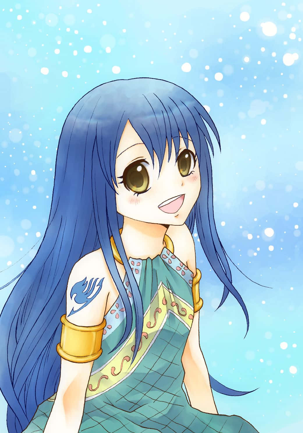 Wendy Marvell, blue hair, golden eyes, HD Phone Wallpaper