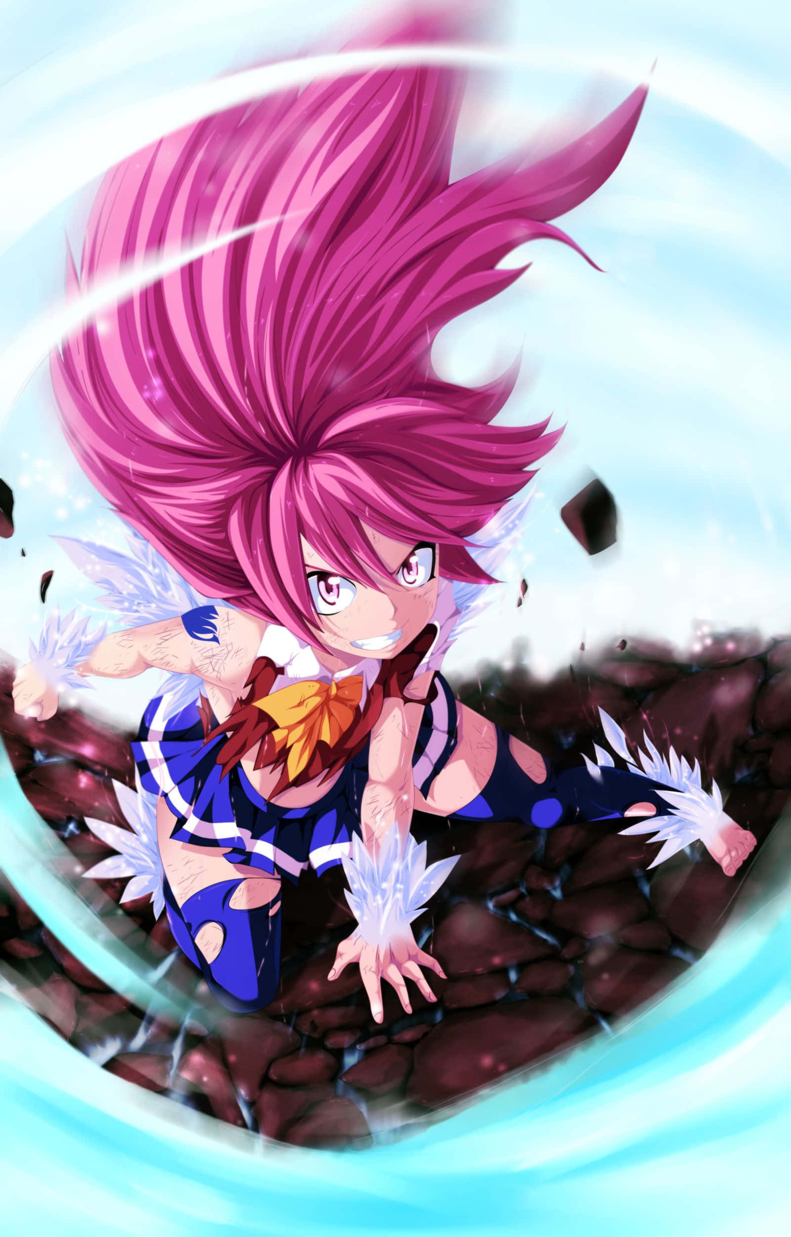 Wendy Marvell, magenta hair, blue outfit, Full HD Phone Wallpaper