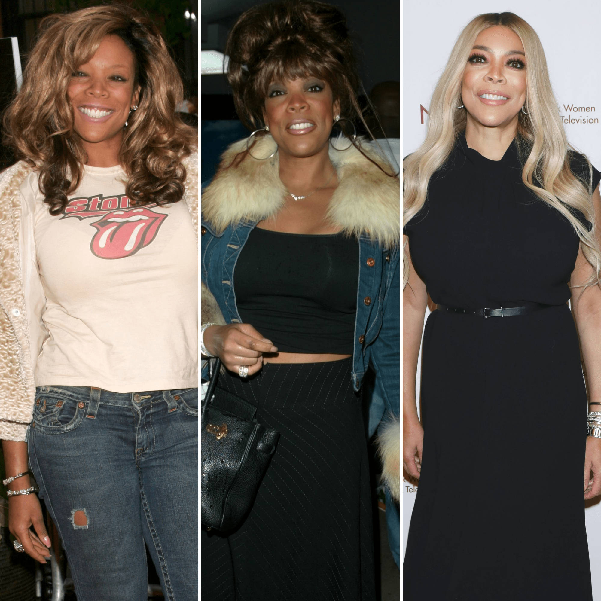Wendy Williams, casual rock tee, glamorous black dress, Full HD Desktop Wallpaper