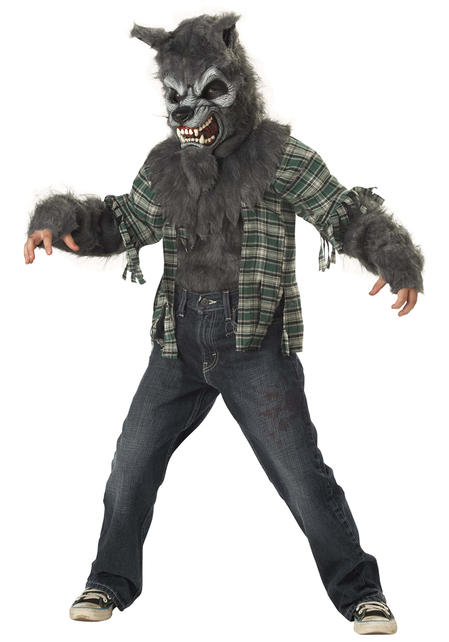 werewolf costume, gray fur, teeth, Full HD Phone Wallpaper