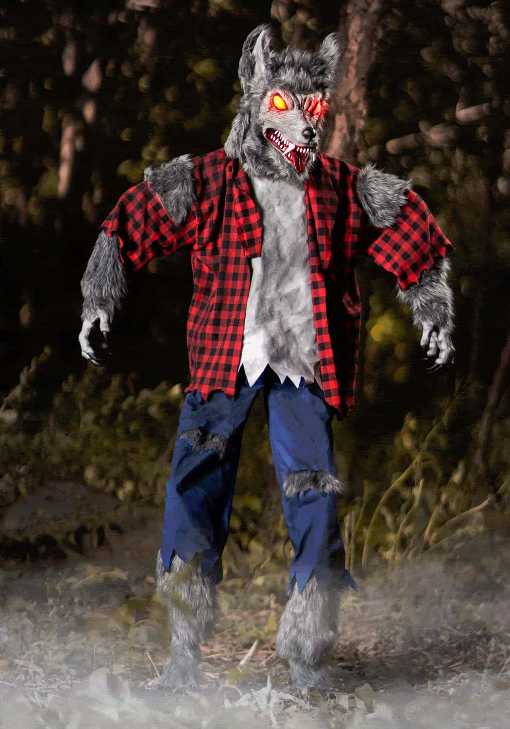 fierce and mystical werewolf costume, red plaid shirt, blue jeans, HD Phone Wallpaper