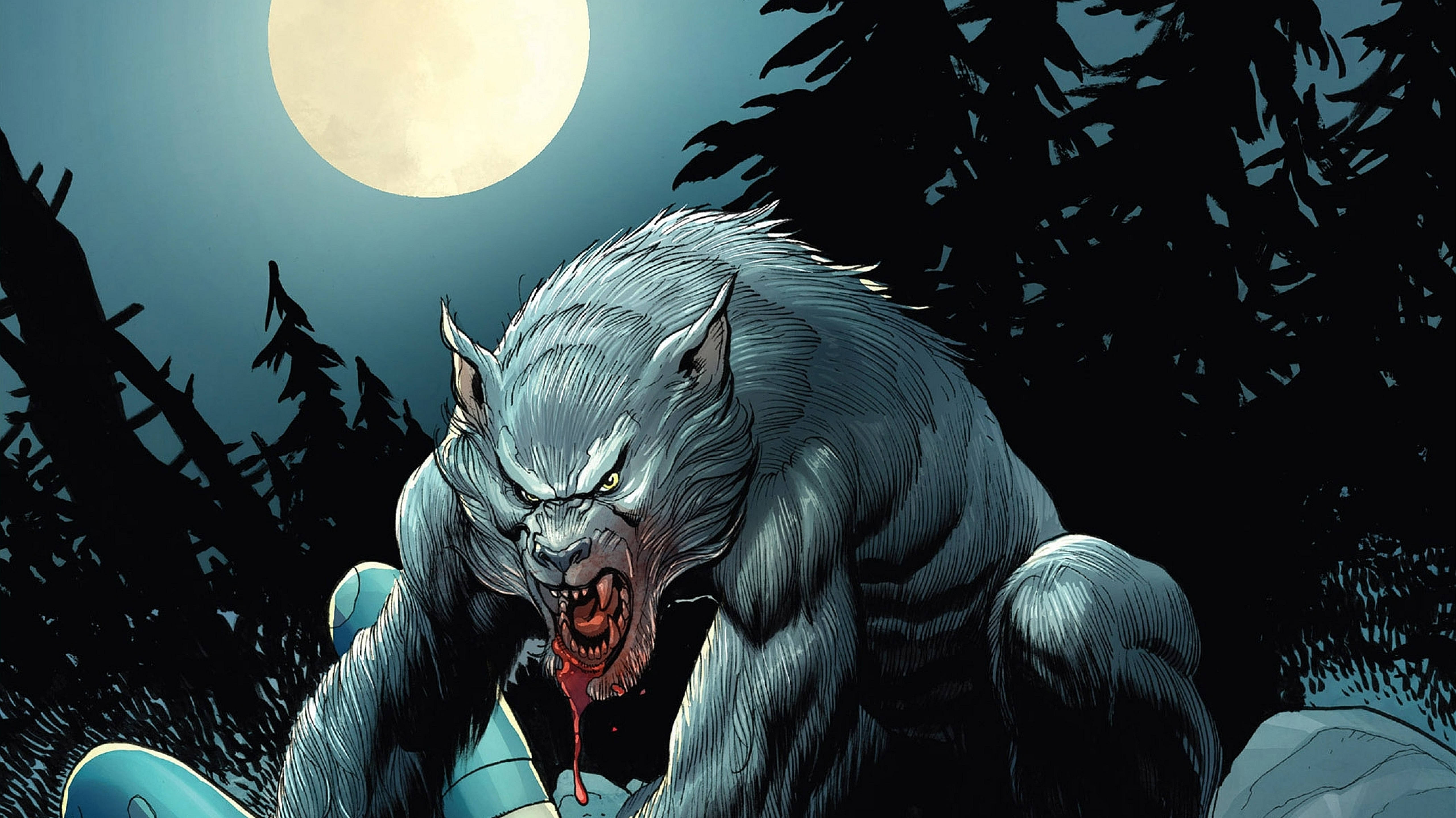 Werewolf, Forest Moon, Full Moon, 5K Desktop Wallpaper