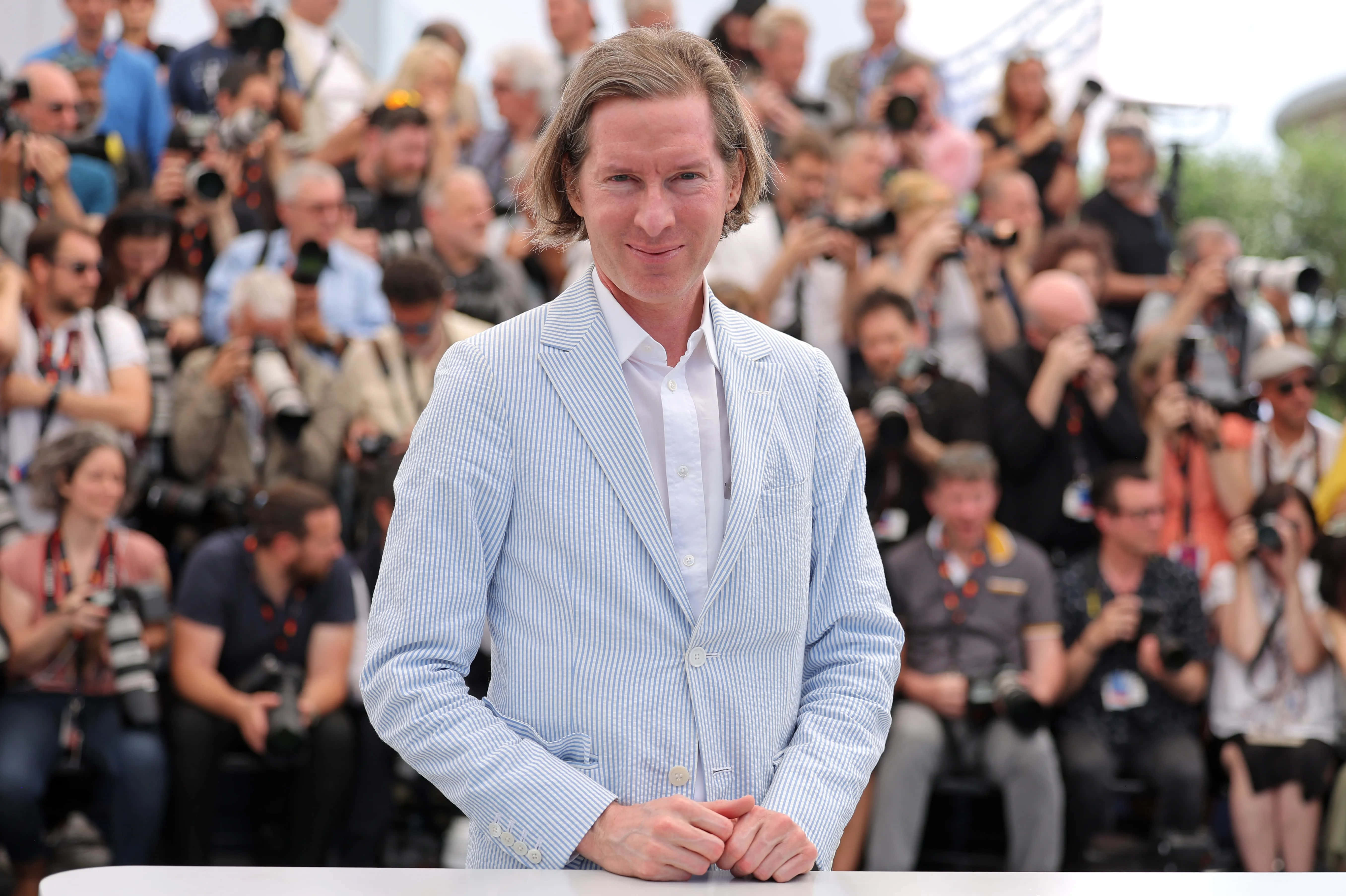 Wes Anderson, light blue striped blazer, photographers, 5K Desktop Wallpaper