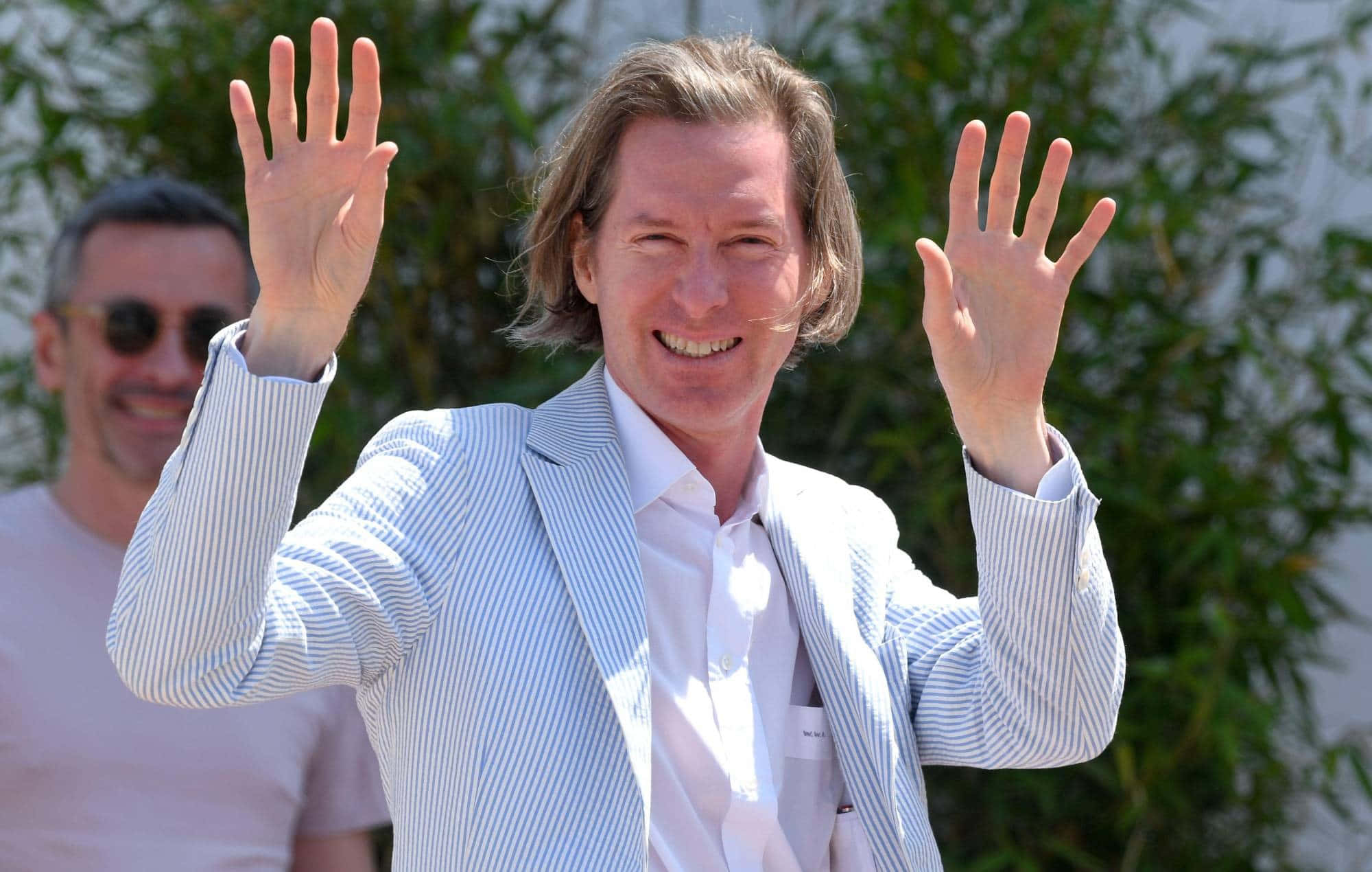 Wes Anderson, striped blazer, green foliage, Full HD Desktop Wallpaper