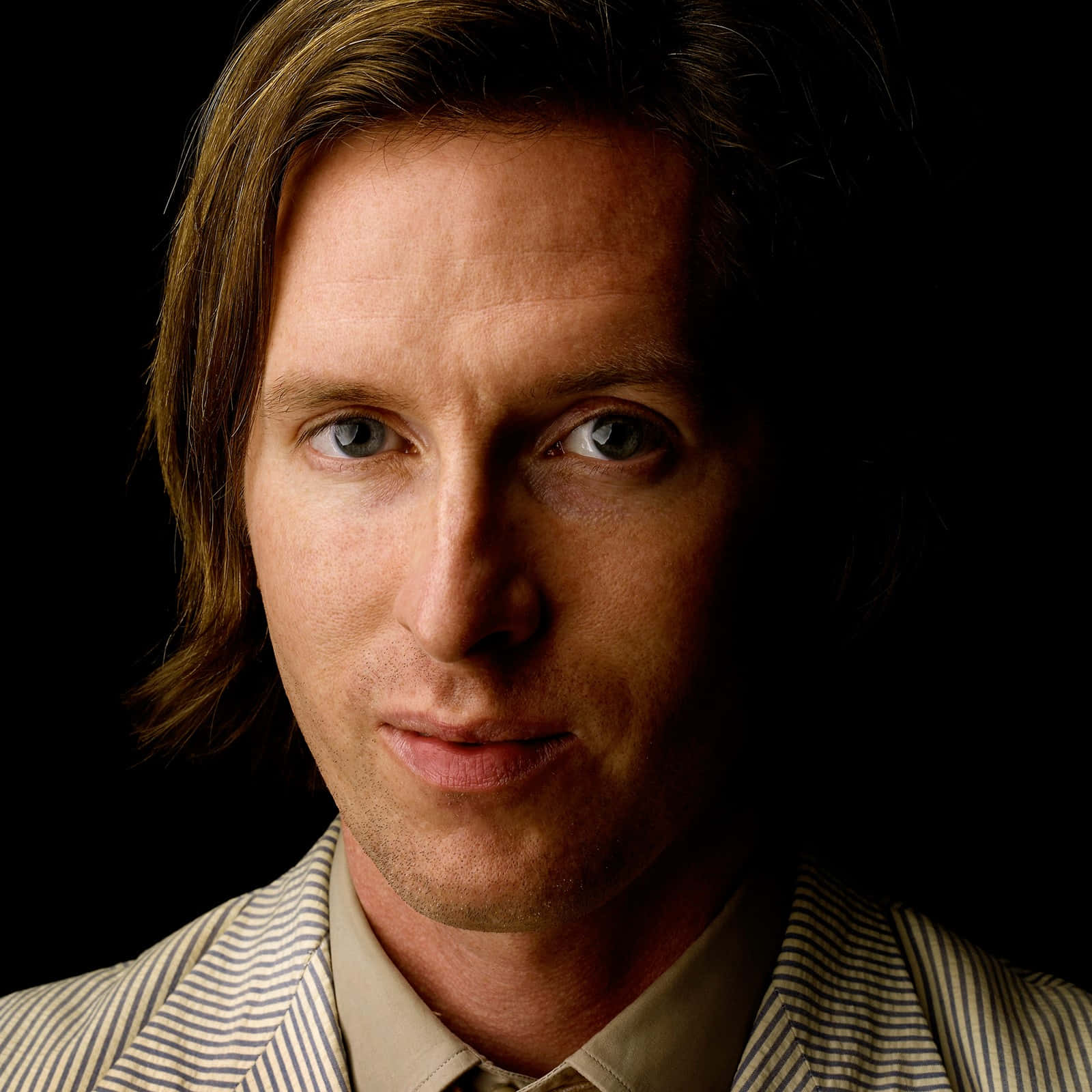 Wes Anderson, striped jacket, black background, HD Desktop Wallpaper