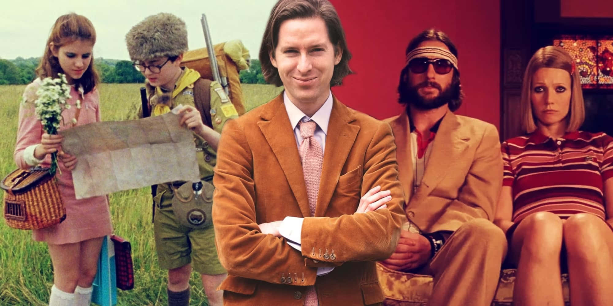 Wes Anderson, characters, 1970s attire, Full HD Desktop Wallpaper