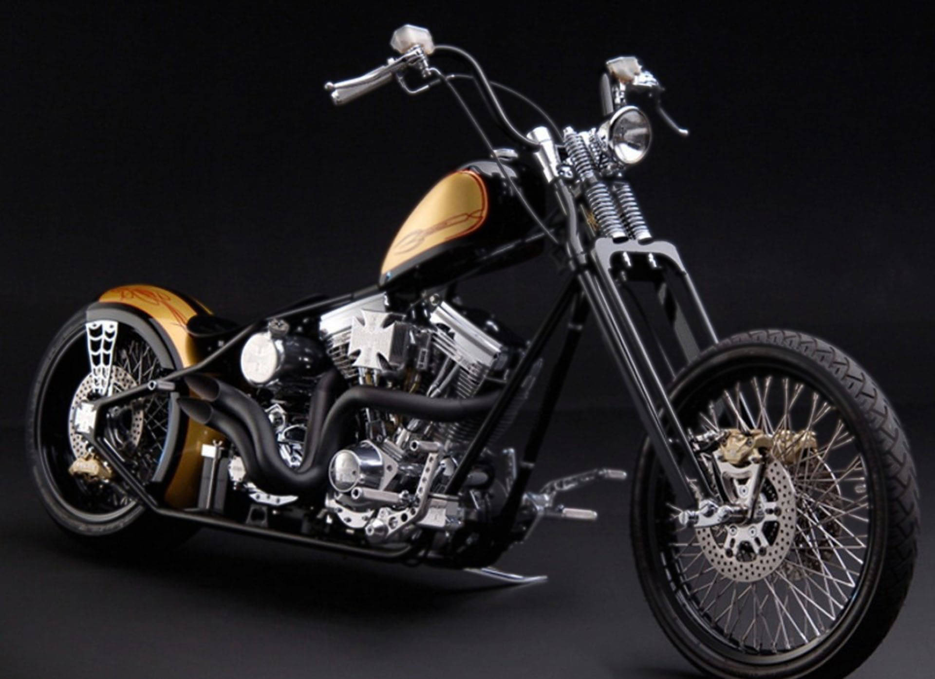 West Coast Choppers, sleek motorcycle, black, Full HD Desktop Wallpaper