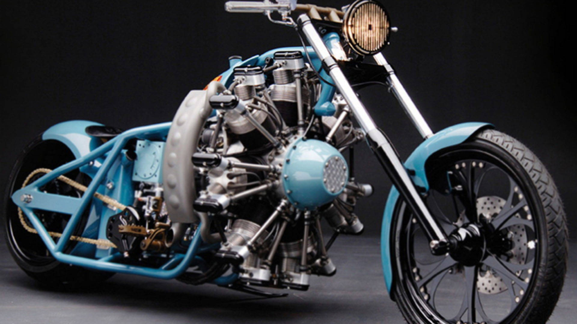 West Coast Choppers, blue chopper motorcycle, exposed engine, Full HD Desktop Wallpaper