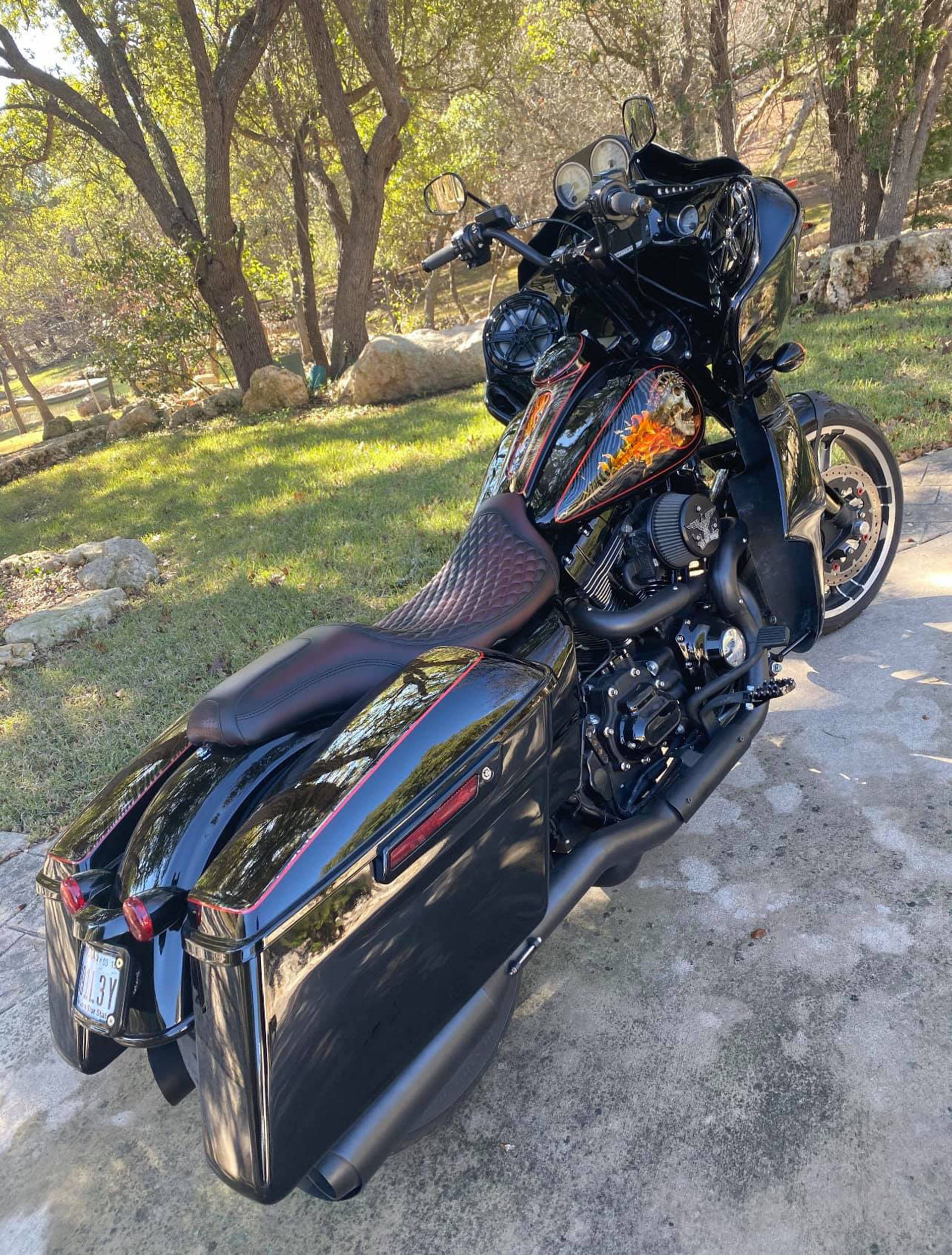 West Coast Choppers, modified bagger, glossy black, Full HD Phone Wallpaper